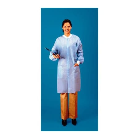 SMS Lab Coat, 3 Pockets, Knit Wrists, Snap Front, Knit Collar, White, L, 30/Case